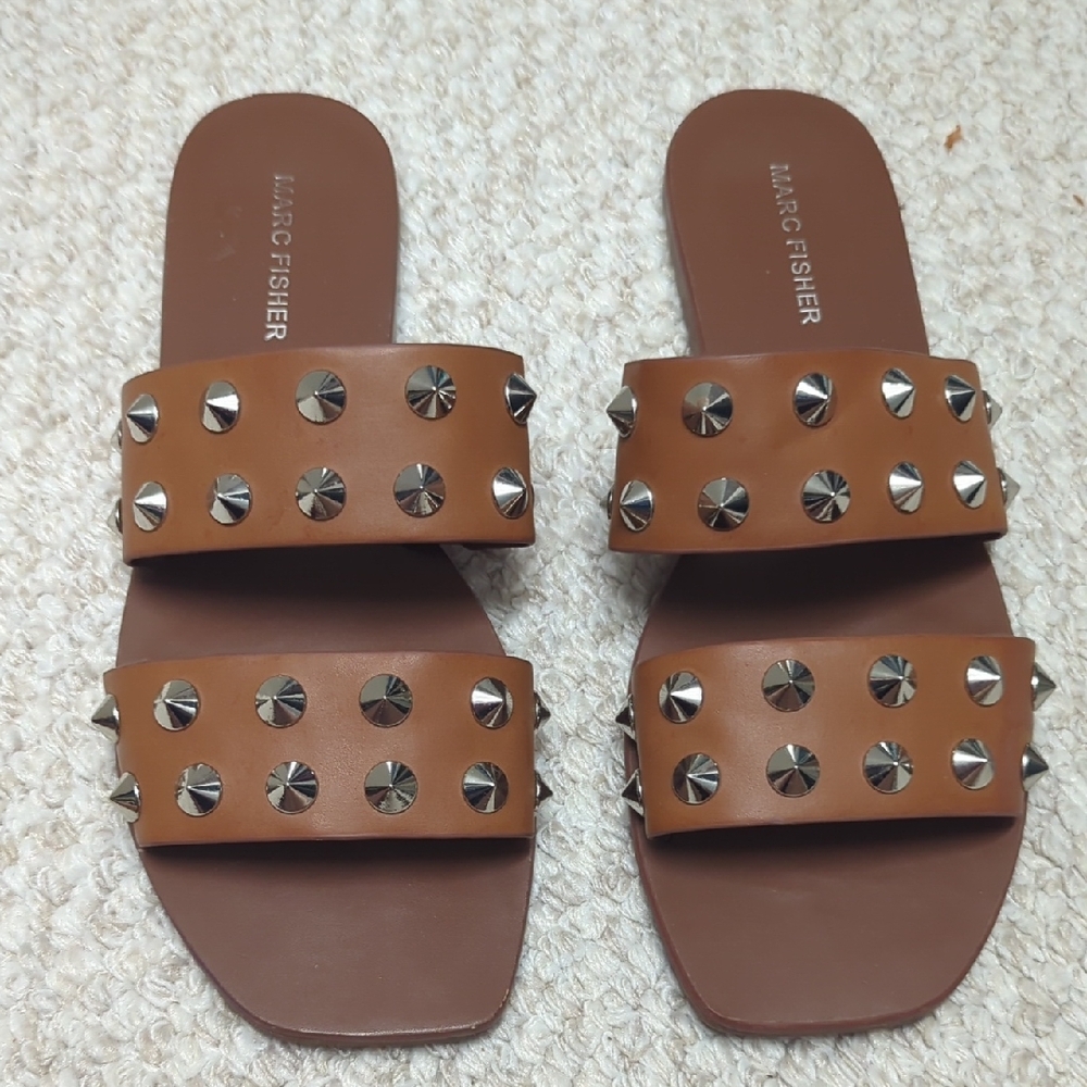 Marc Fisher Brown Studded Sandals